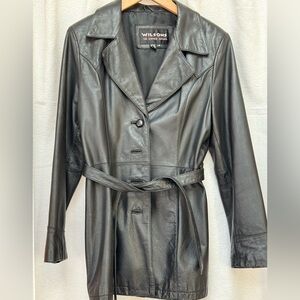 Vintage Wilson Women's Black Leather Belted Jacket